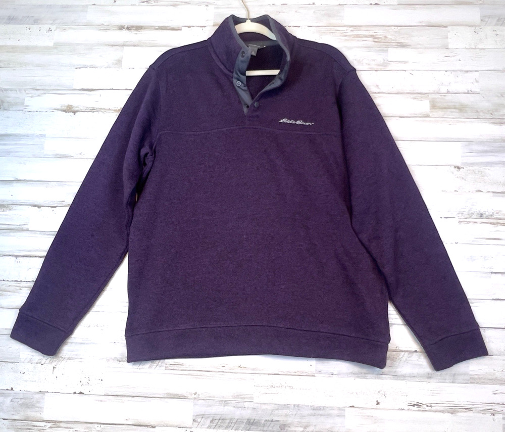 Eddie Bauer Men’s Large Plum Purple Quarter Snap Sweater Fleece Pullover